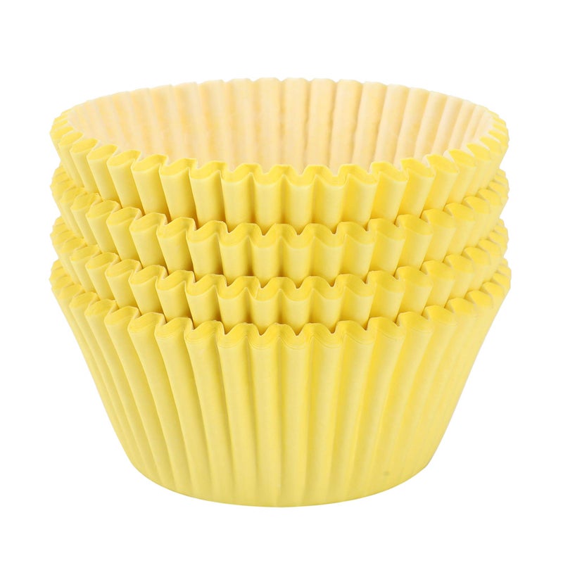 TRUSBER Baking Cups, 100 pieces Paper Cupcake Wrappers Nonstick Muffin Molds Baking Cup Holders for Wedding, Birthday, Baby Shower or Holiday Party (Yellow) - Image 1